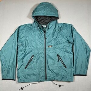 VTG Sierra Designs Jacket XL Teal Green Rain‎ Nylon Windbreaker Full Zip Hooded